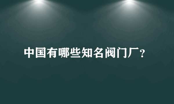 中国有哪些知名阀门厂？