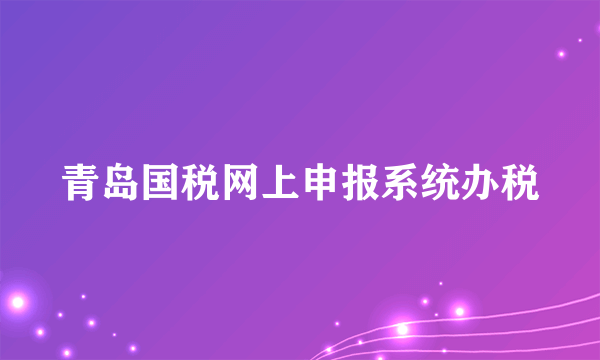 青岛国税网上申报系统办税