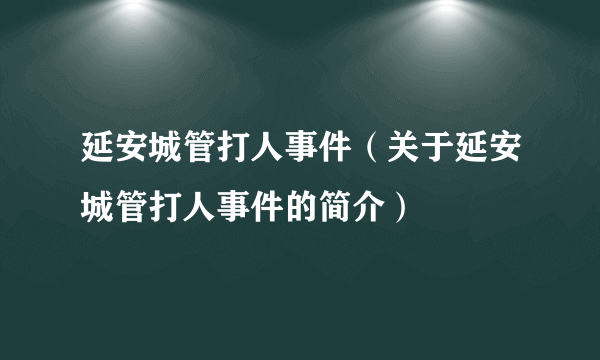 延安城管打人事件（关于延安城管打人事件的简介）