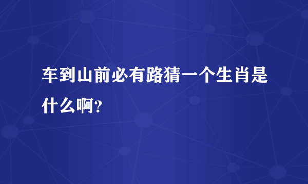 车到山前必有路猜一个生肖是什么啊？