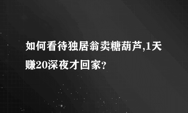 如何看待独居翁卖糖葫芦,1天赚20深夜才回家？