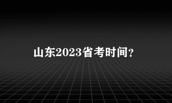 山东2023省考时间？