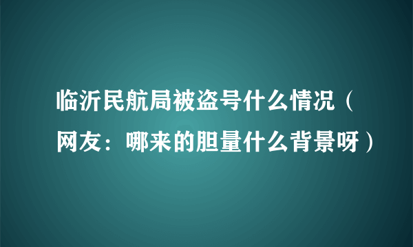 临沂民航局被盗号什么情况（网友：哪来的胆量什么背景呀）