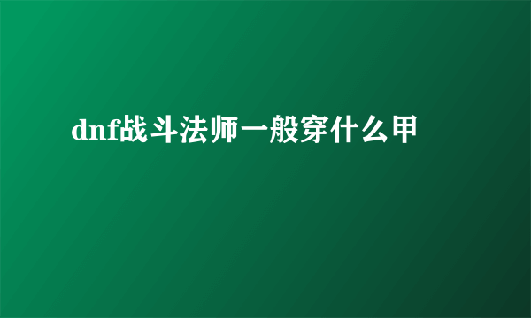 dnf战斗法师一般穿什么甲