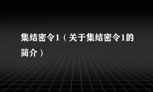 集结密令1（关于集结密令1的简介）