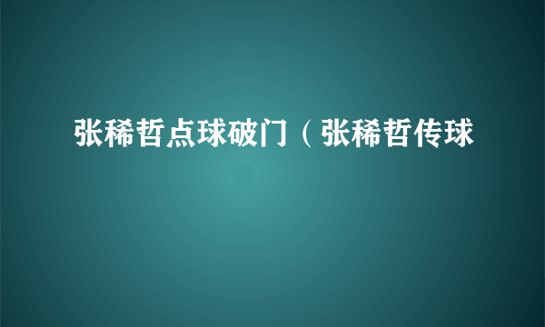 张稀哲点球破门（张稀哲传球