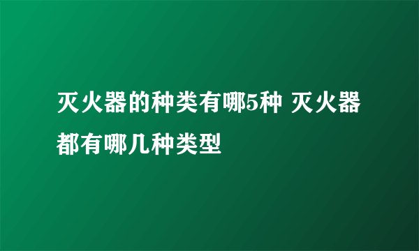 灭火器的种类有哪5种 灭火器都有哪几种类型