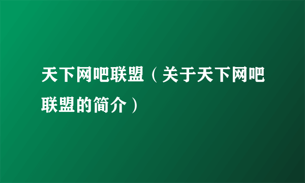 天下网吧联盟（关于天下网吧联盟的简介）