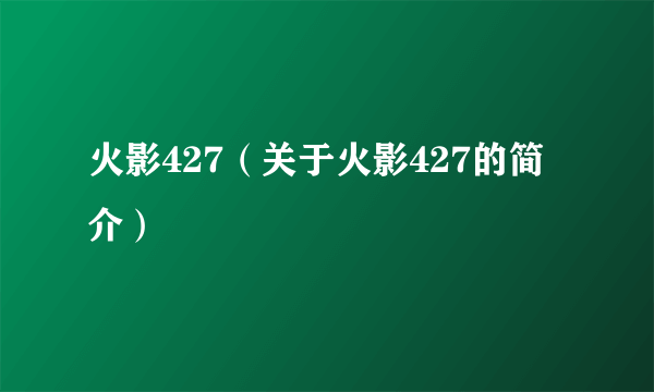 火影427（关于火影427的简介）