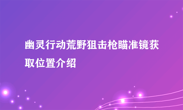 幽灵行动荒野狙击枪瞄准镜获取位置介绍