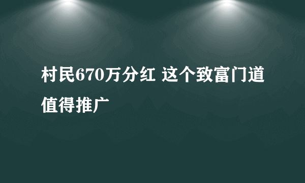 村民670万分红 这个致富门道值得推广