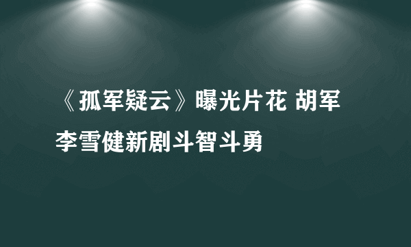 《孤军疑云》曝光片花 胡军李雪健新剧斗智斗勇