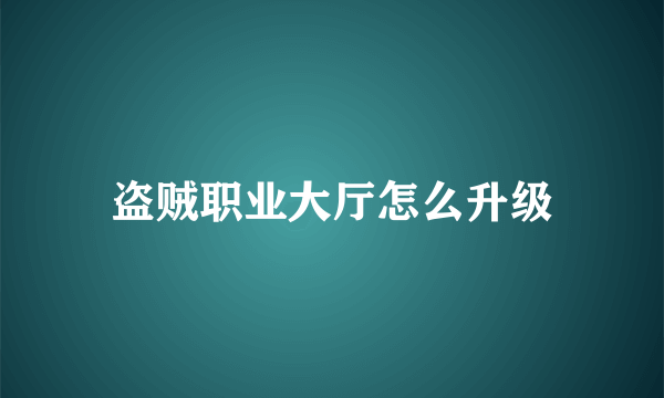 盗贼职业大厅怎么升级