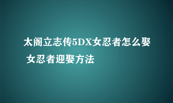 太阁立志传5DX女忍者怎么娶 女忍者迎娶方法