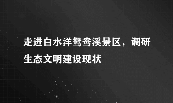 走进白水洋鸳鸯溪景区，调研生态文明建设现状