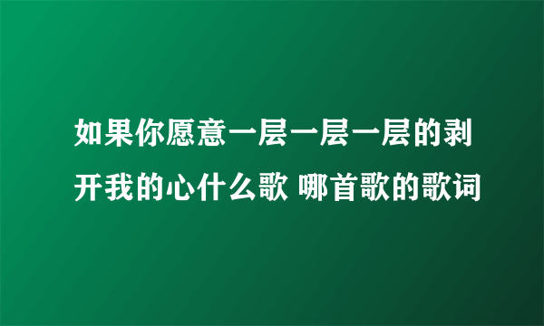 如果你愿意一层一层一层的剥开我的心什么歌 哪首歌的歌词