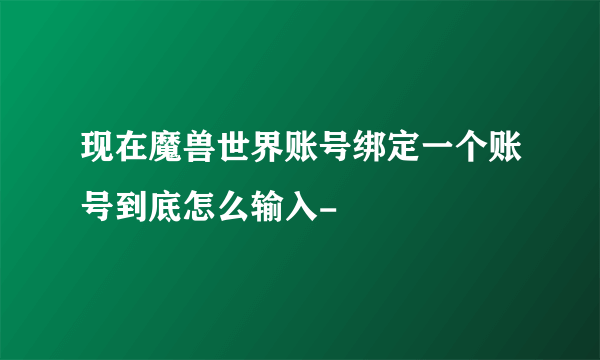 现在魔兽世界账号绑定一个账号到底怎么输入-