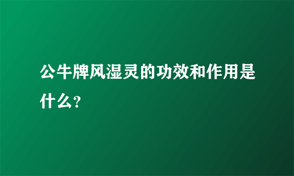 公牛牌风湿灵的功效和作用是什么？