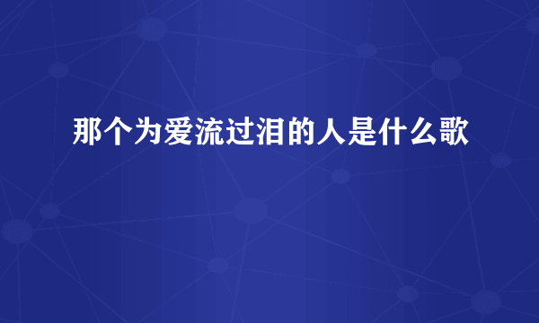 那个为爱流过泪的人是什么歌