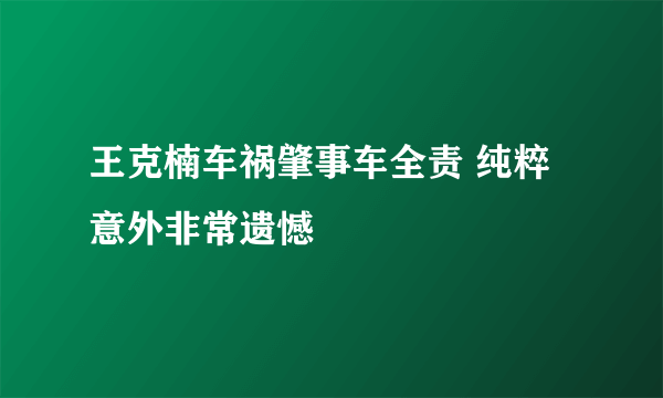 王克楠车祸肇事车全责 纯粹意外非常遗憾