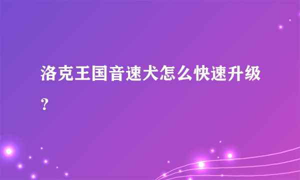 洛克王国音速犬怎么快速升级？