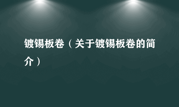 镀锡板卷（关于镀锡板卷的简介）