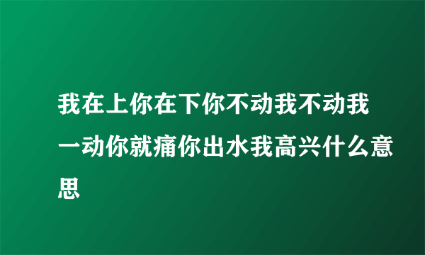 我在上你在下你不动我不动我一动你就痛你出水我高兴什么意思