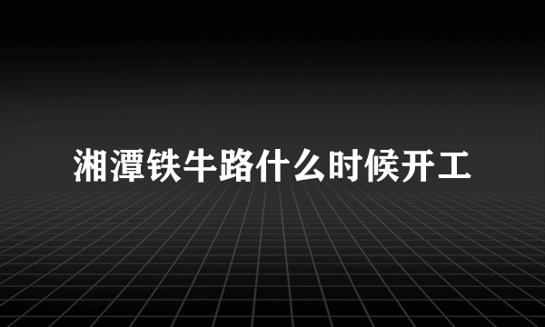 湘潭铁牛路什么时候开工