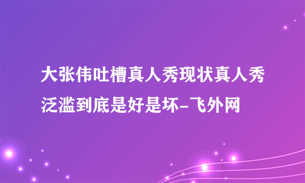 大张伟吐槽真人秀现状真人秀泛滥到底是好是坏-飞外网