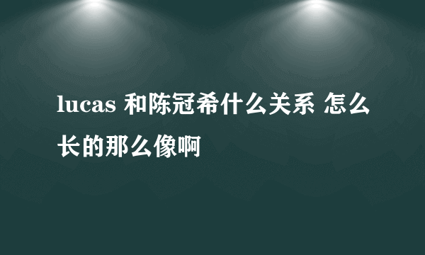 lucas 和陈冠希什么关系 怎么长的那么像啊