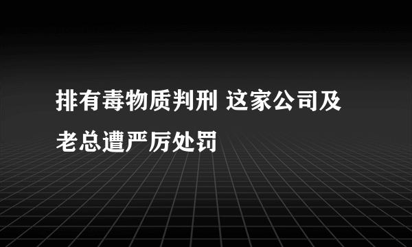 排有毒物质判刑 这家公司及老总遭严厉处罚