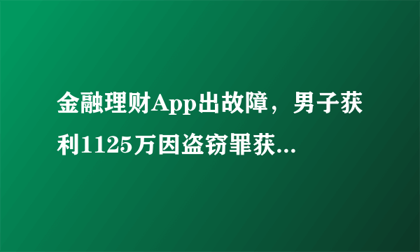 金融理财App出故障，男子获利1125万因盗窃罪获刑11年，你怎么看？