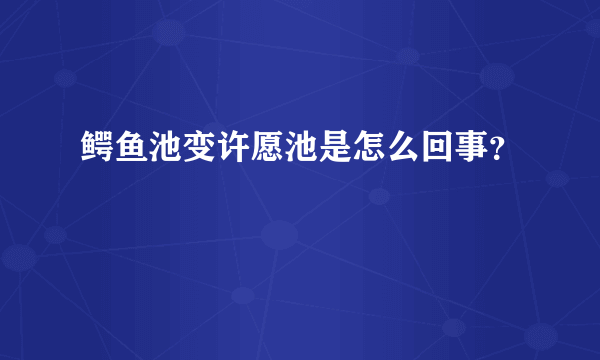 鳄鱼池变许愿池是怎么回事？