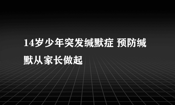 14岁少年突发缄默症 预防缄默从家长做起