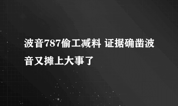 波音787偷工减料 证据确凿波音又摊上大事了