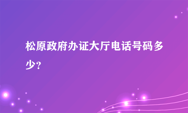 松原政府办证大厅电话号码多少？