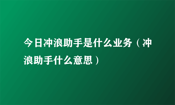 今日冲浪助手是什么业务（冲浪助手什么意思）