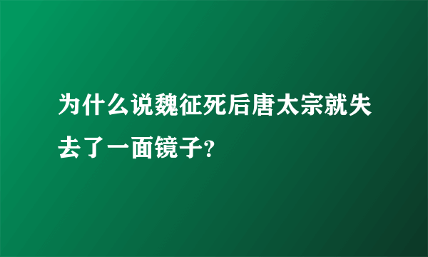 为什么说魏征死后唐太宗就失去了一面镜子？