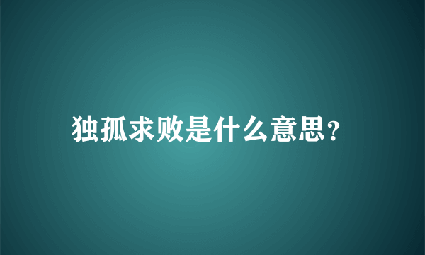 独孤求败是什么意思？