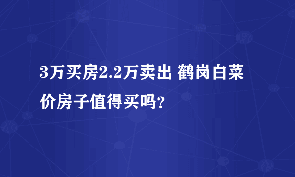 3万买房2.2万卖出 鹤岗白菜价房子值得买吗？