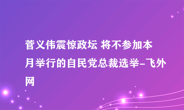 菅义伟震惊政坛 将不参加本月举行的自民党总裁选举-飞外网