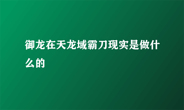 御龙在天龙域霸刀现实是做什么的