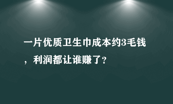 一片优质卫生巾成本约3毛钱，利润都让谁赚了？