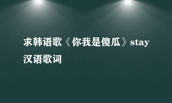 求韩语歌《你我是傻瓜》stay汉语歌词