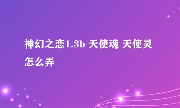 神幻之恋1.3b 天使魂 天使灵 怎么弄