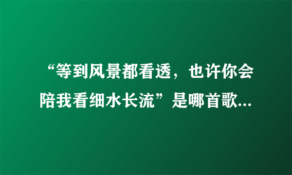 “等到风景都看透，也许你会陪我看细水长流”是哪首歌的歌词，谁唱的