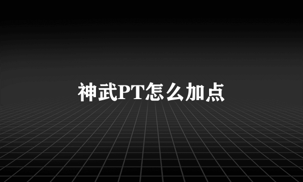 神武PT怎么加点