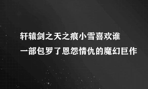 轩辕剑之天之痕小雪喜欢谁 一部包罗了恩怨情仇的魔幻巨作