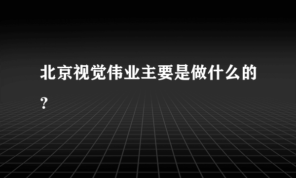 北京视觉伟业主要是做什么的？