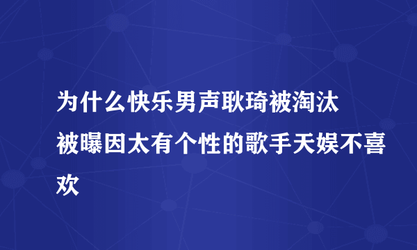 为什么快乐男声耿琦被淘汰 被曝因太有个性的歌手天娱不喜欢